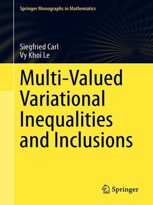 cover image of Multi-Valued Variational Inequalities and Inclusions